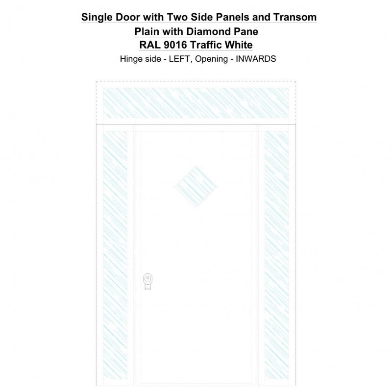 Sd2spt Plain With Diamond Pane Ral 9016 Traffic White Security Door