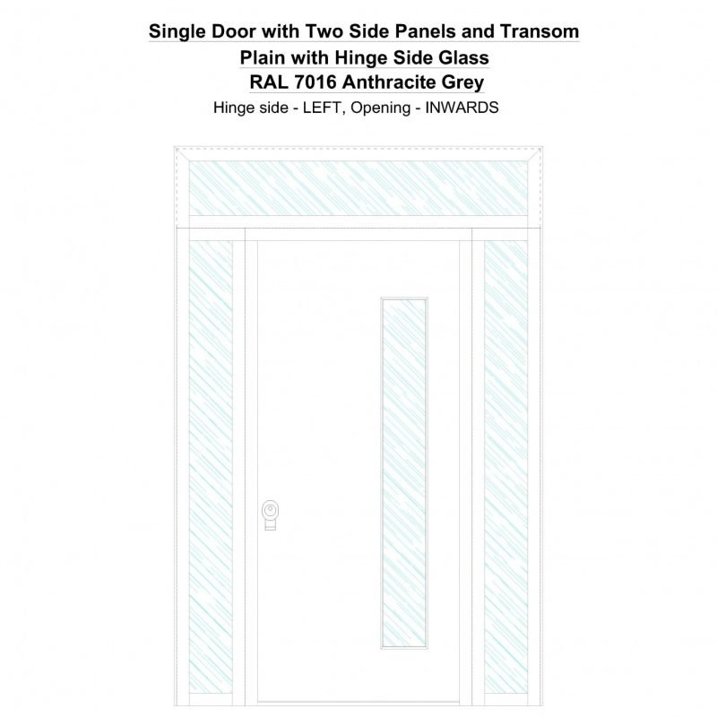 Sd2spt Plain With Hinge Side Glass Ral 7016 Anthracite Grey Security Door