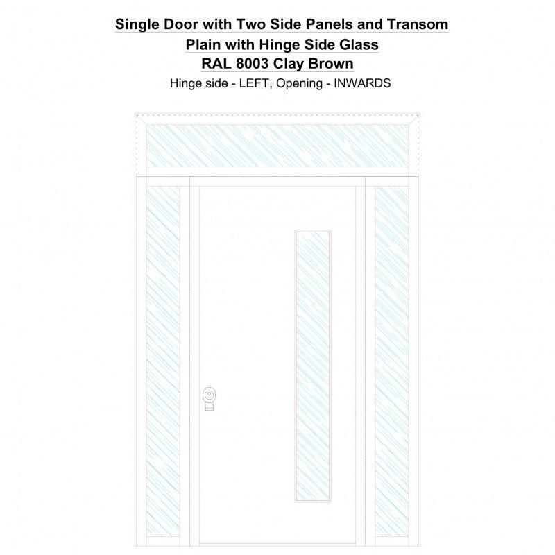 Sd2spt Plain With Hinge Side Glass Ral 8003 Clay Brown Security Door