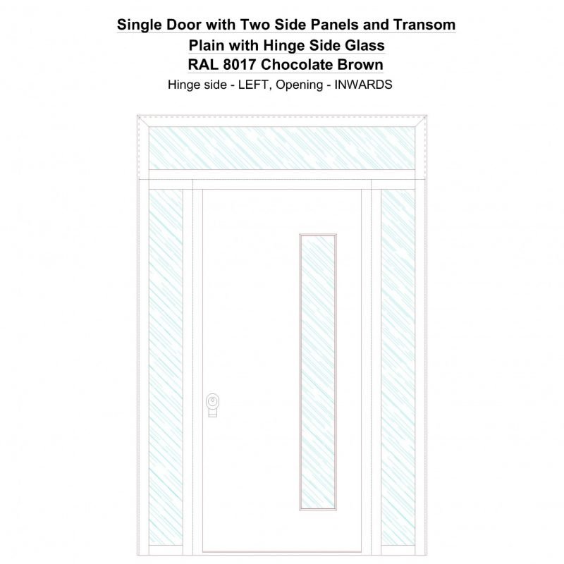 Sd2spt Plain With Hinge Side Glass Ral 8017 Chocolate Brown Security Door