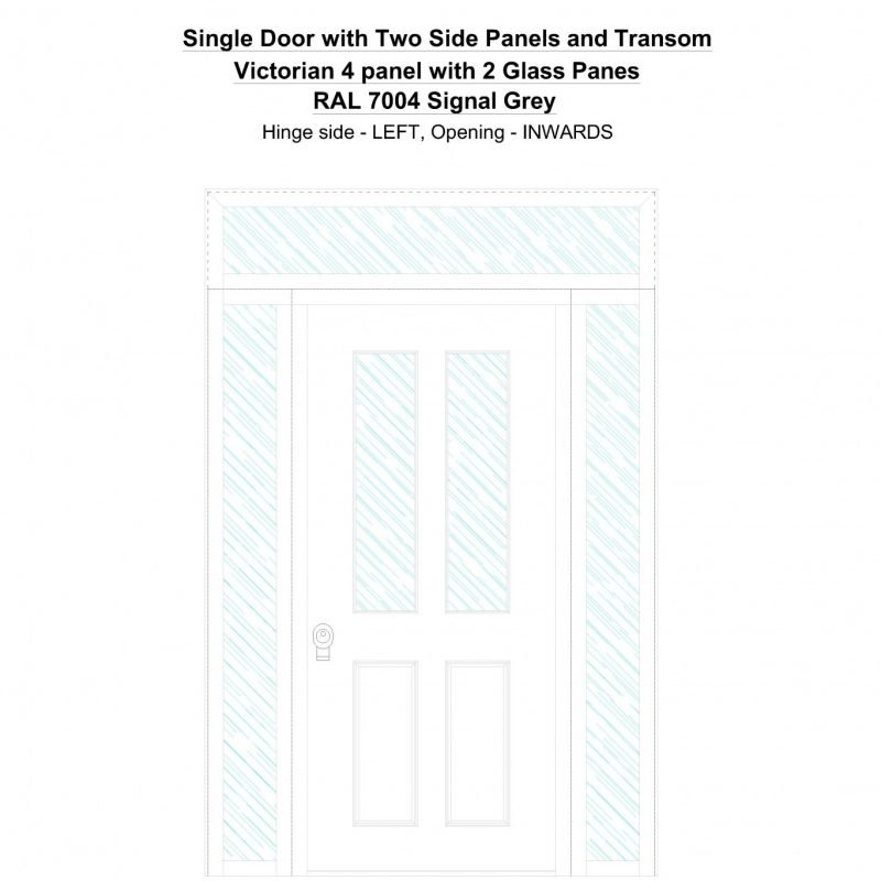 Sd2spt Victorian 4 Panel With 2 Glass Panes Ral 7004 Signal Grey Security Door
