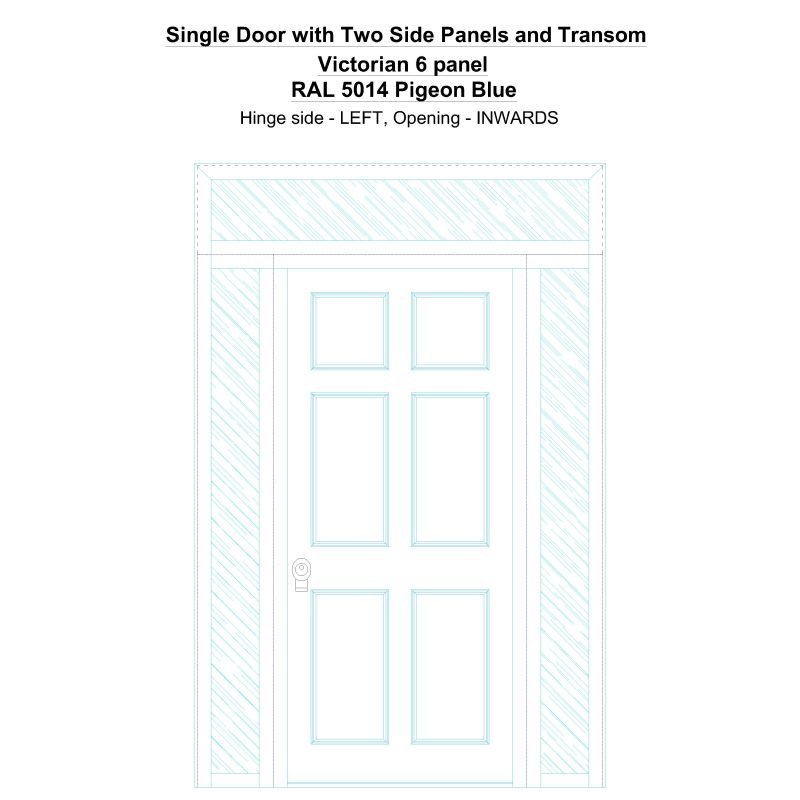 Sd2spt Victorian 6 Panel Ral 5014 Pigeon Blue Security Door