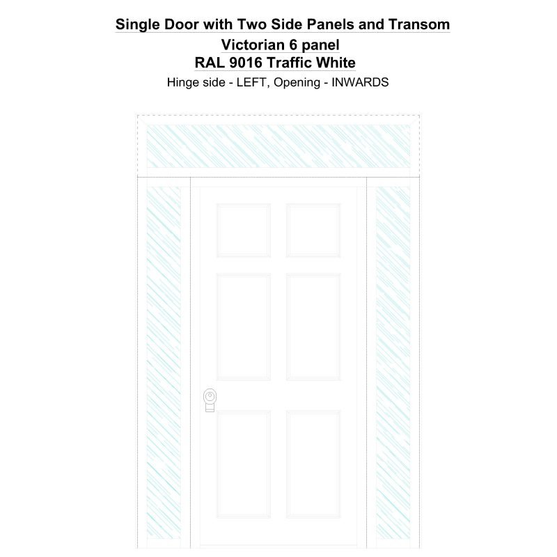 Sd2spt Victorian 6 Panel Ral 9016 Traffic White Security Door