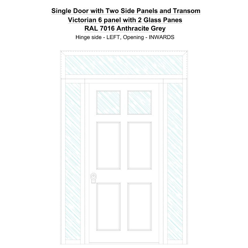 Sd2spt Victorian 6 Panel With 2 Glass Panes Ral 7016 Anthracite Grey Security Door