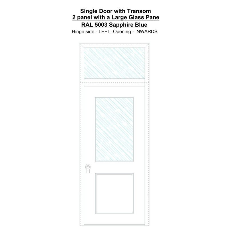 Sdt 2 Panel With A Large Glass Pane Ral 5003 Sapphire Blue Security Door