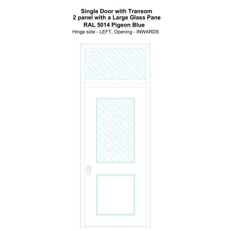 Sdt 2 Panel With A Large Glass Pane Ral 5014 Pigeon Blue Security Door