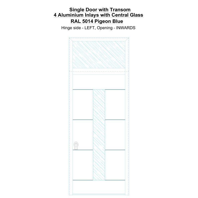 Sdt 4 Aluminium Inlays With Central Glass Ral 5014 Pigeon Blue Security Door