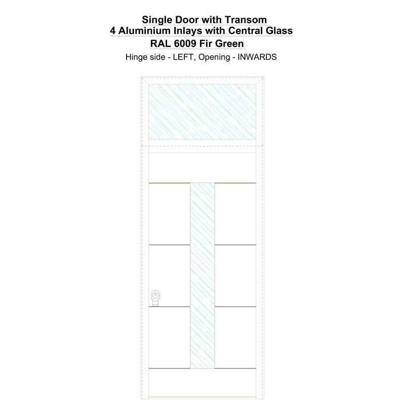 Sdt 4 Aluminium Inlays With Central Glass Ral 6009 Fir Green Security Door