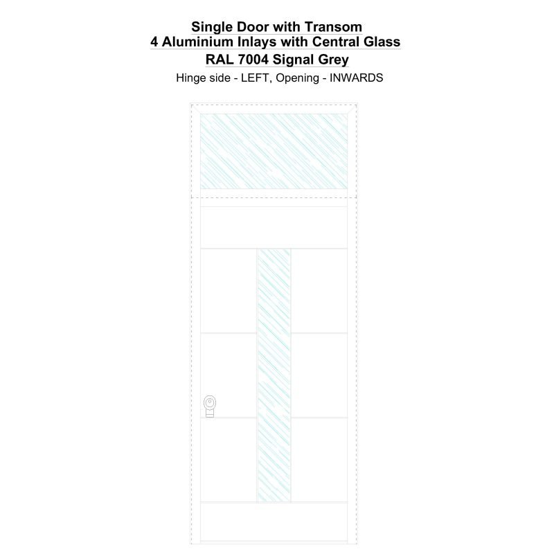 Sdt 4 Aluminium Inlays With Central Glass Ral 7004 Signal Grey Security Door