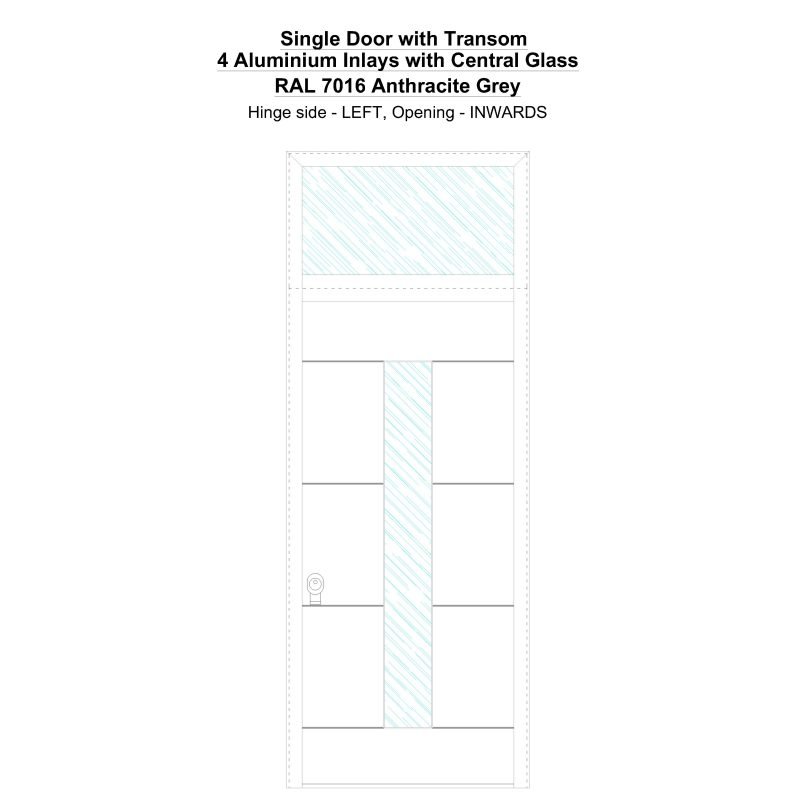 Sdt 4 Aluminium Inlays With Central Glass Ral 7016 Anthracite Grey Security Door