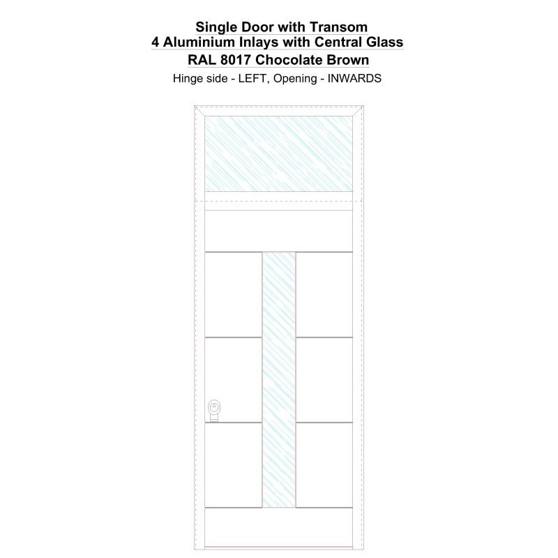 Sdt 4 Aluminium Inlays With Central Glass Ral 8017 Chocolate Brown Security Door