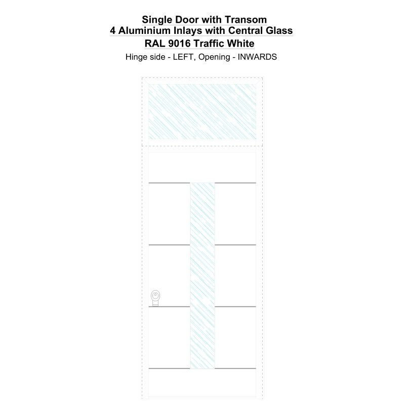 Sdt 4 Aluminium Inlays With Central Glass Ral 9016 Traffic White Security Door