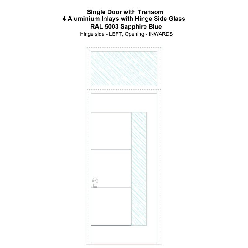 Sdt 4 Aluminium Inlays With Hinge Side Glass Ral 5003 Sapphire Blue Security Door