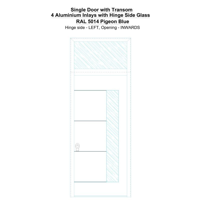 Sdt 4 Aluminium Inlays With Hinge Side Glass Ral 5014 Pigeon Blue Security Door