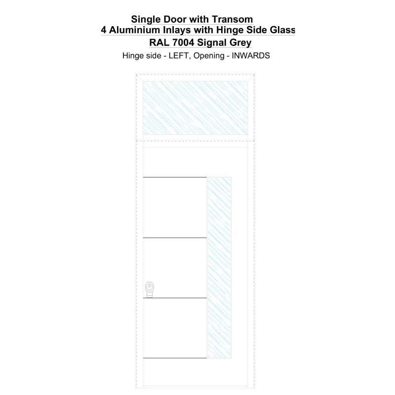 Sdt 4 Aluminium Inlays With Hinge Side Glass Ral 7004 Signal Grey Security Door