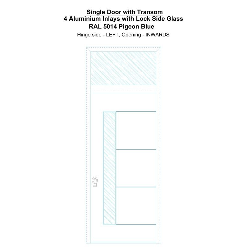 Sdt 4 Aluminium Inlays With Lock Side Glass Ral 5014 Pigeon Blue Security Door