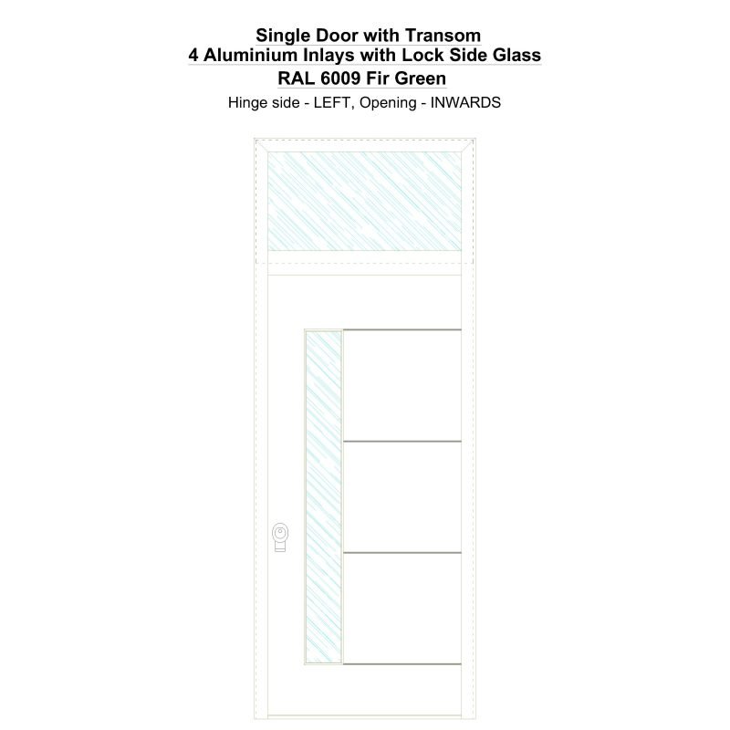 Sdt 4 Aluminium Inlays With Lock Side Glass Ral 6009 Fir Green Security Door