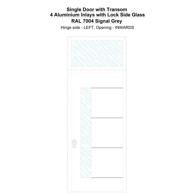 Sdt 4 Aluminium Inlays With Lock Side Glass Ral 7004 Signal Grey Security Door