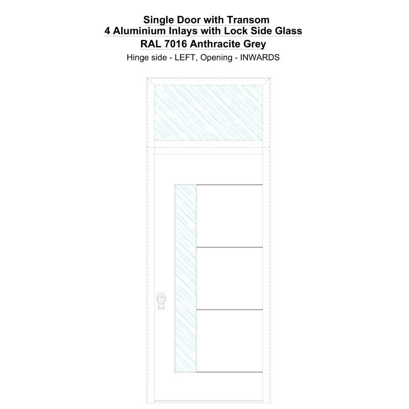 Sdt 4 Aluminium Inlays With Lock Side Glass Ral 7016 Anthracite Grey Security Door