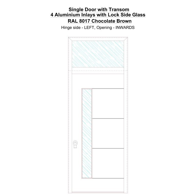 Sdt 4 Aluminium Inlays With Lock Side Glass Ral 8017 Chocolate Brown Security Door