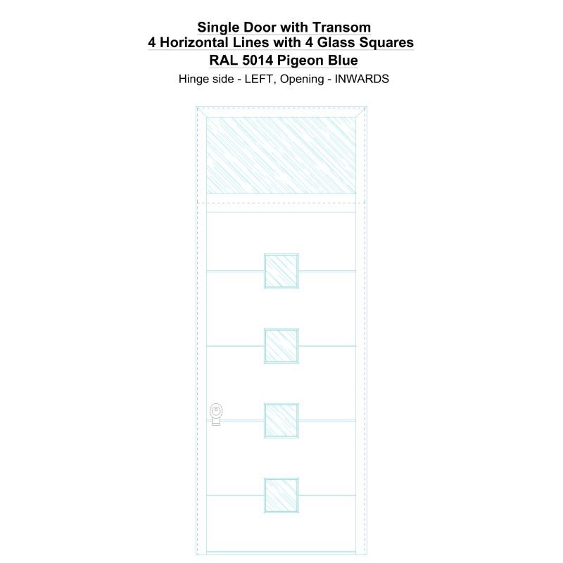 Sdt 4 Horizontal Lines With 4 Glass Squares Ral 5014 Pigeon Blue Security Door