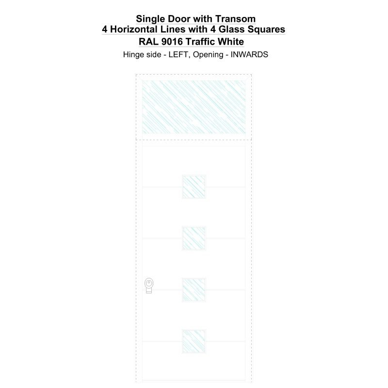 Sdt 4 Horizontal Lines With 4 Glass Squares Ral 9016 Traffic White Security Door