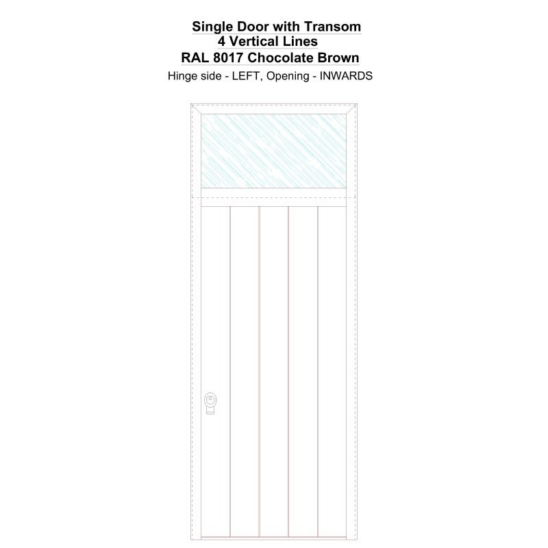 Sdt 4 Vertical Lines Ral 8017 Chocolate Brown Security Door