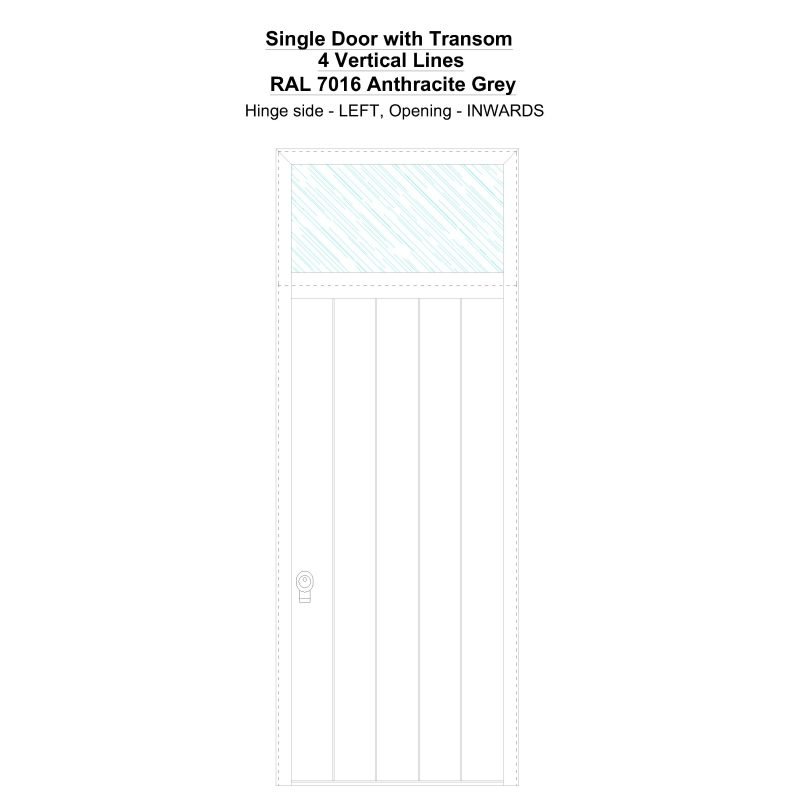 Sdt 4 Vertical Lines Ral7016 Anthracie Grey Security Door