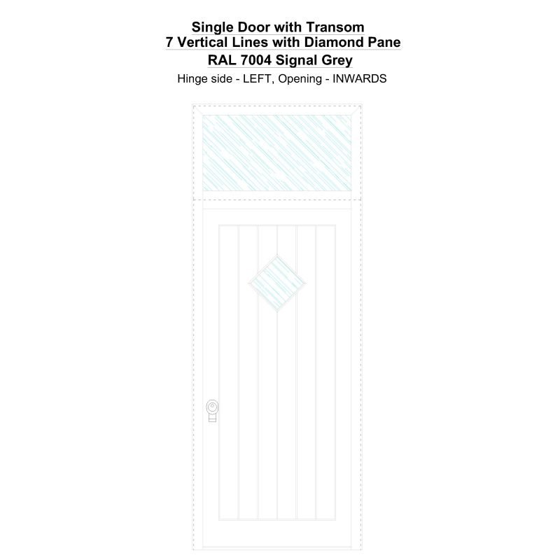 Sdt 7 Vertical Lines With Diamond Pane Ral 7004 Signal Grey Security Door