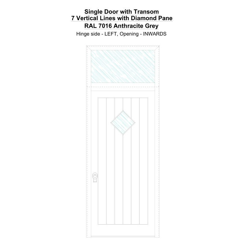 Sdt 7 Vertical Lines With Diamond Pane Ral 7016 Anthracite Grey Security Door