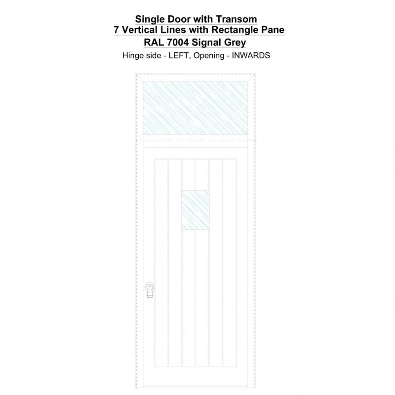 Sdt 7 Vertical Lines With Rectangle Pane Ral 7004 Signal Grey Security Door