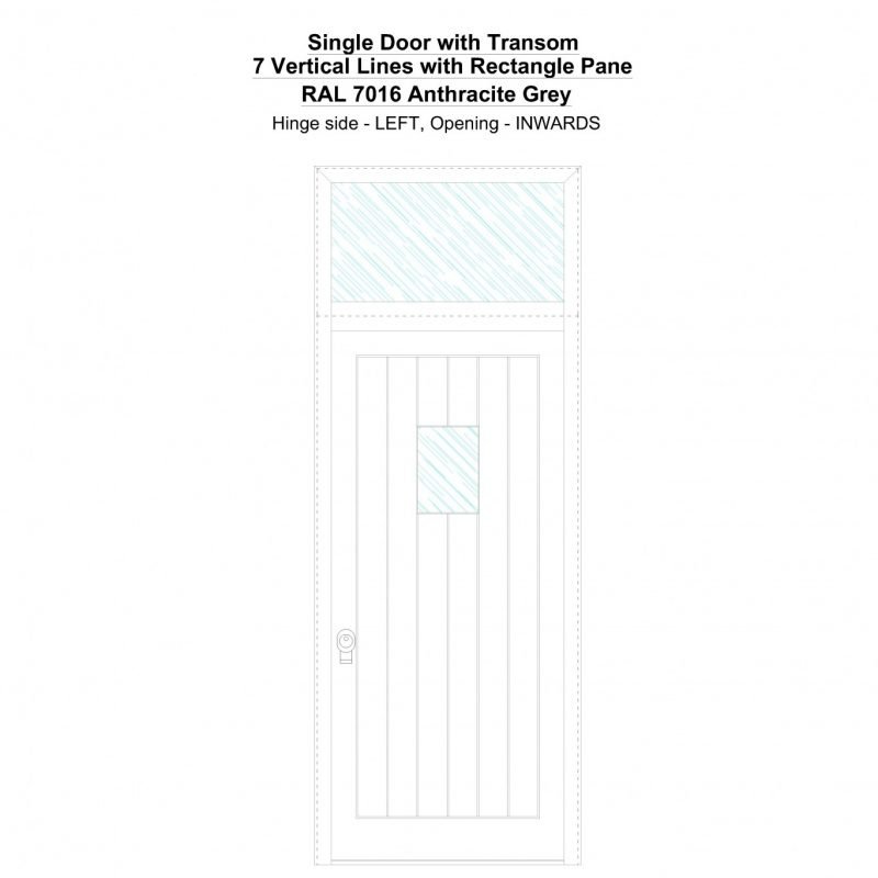 Sdt 7 Vertical Lines With Rectangle Pane Ral 7016 Anthracite Grey Security Door