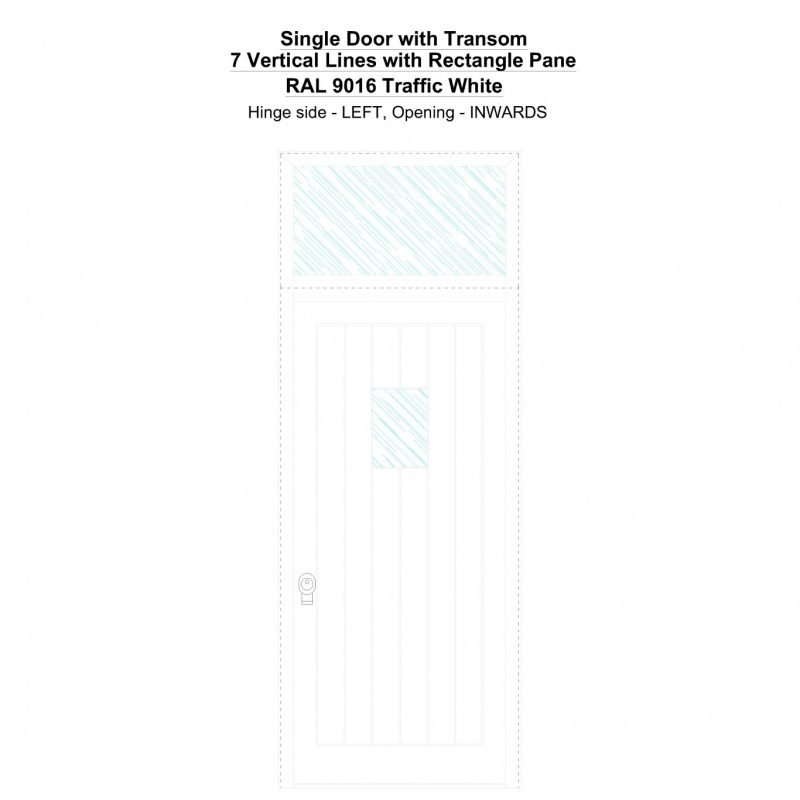 Sdt 7 Vertical Lines With Rectangle Pane Ral 9016 Traffic White Security Door