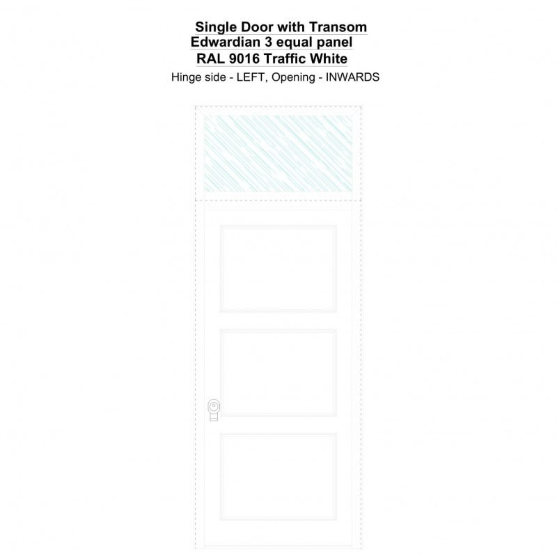 Sdt Edwardian 3 Equal Panel Ral 9016 Traffic White Security Door