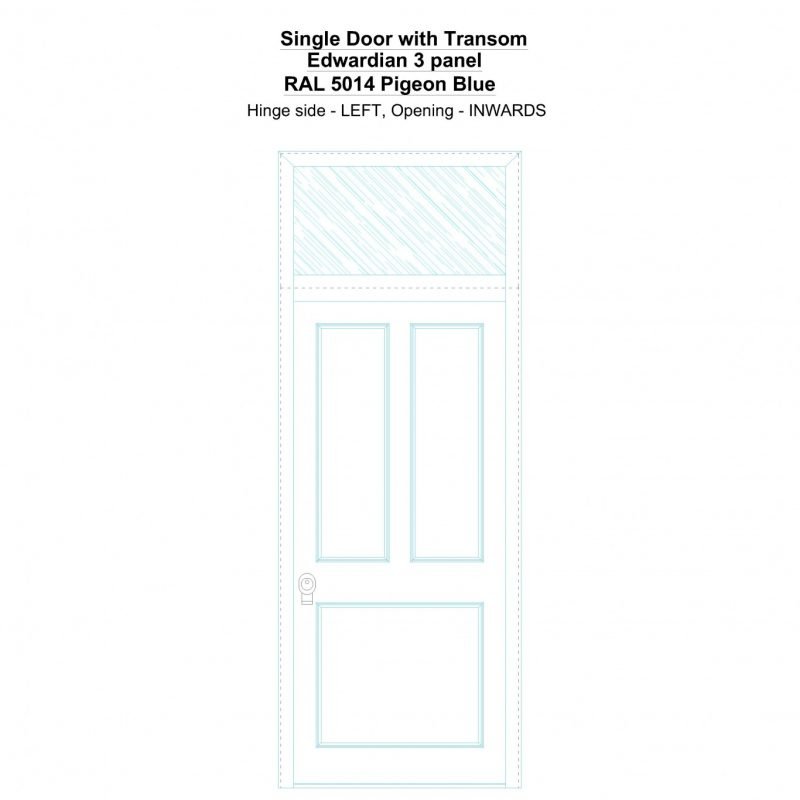 Sdt Edwardian 3 Panel Ral 5014 Pigeon Blue Security Door