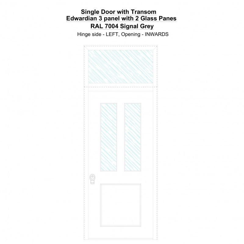 Sdt Edwardian 3 Panel With 2 Glass Panes Ral 7004 Signal Grey Security Door