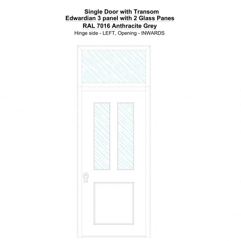 Sdt Edwardian 3 Panel With 2 Glass Panes Ral 7016 Anthracite Grey Security Door