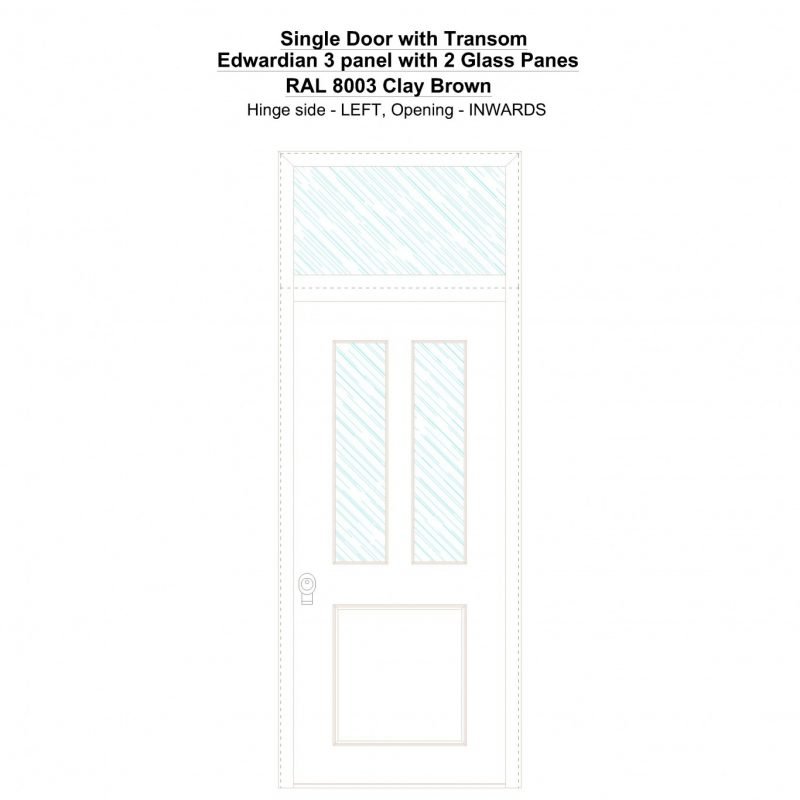 Sdt Edwardian 3 Panel With 2 Glass Panes Ral 8003 Clay Brown Security Door