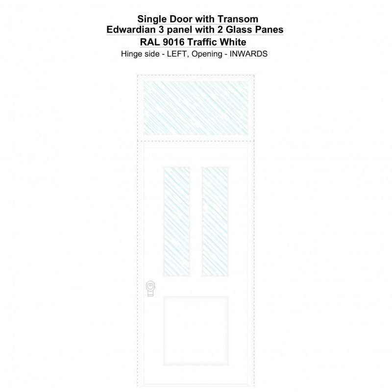 Sdt Edwardian 3 Panel With 2 Glass Panes Ral 9016 Traffic White Security Door