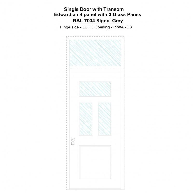 Sdt Edwardian 4 Panel With 3 Glass Panes Ral 7004 Signal Grey Security Door