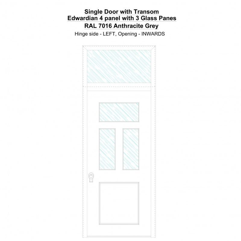 Sdt Edwardian 4 Panel With 3 Glass Panes Ral 7016 Anthracite Grey Security Door