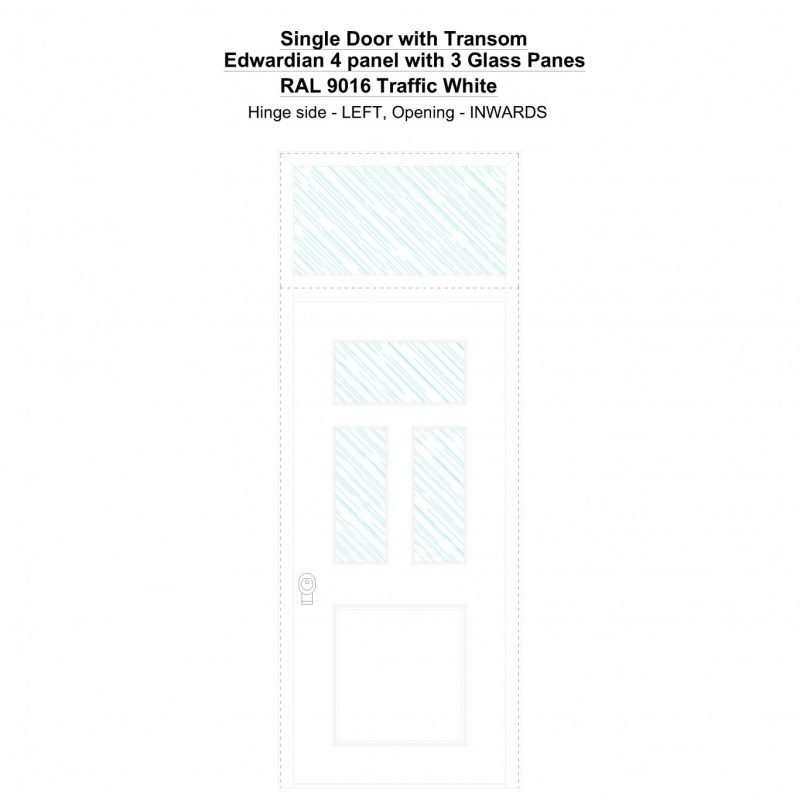 Sdt Edwardian 4 Panel With 3 Glass Panes Ral 9016 Traffic White Security Door