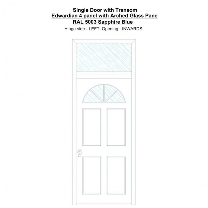 Sdt Edwardian 4 Panel With Arched Glass Pane Ral 5003 Sapphire Blue Security Door