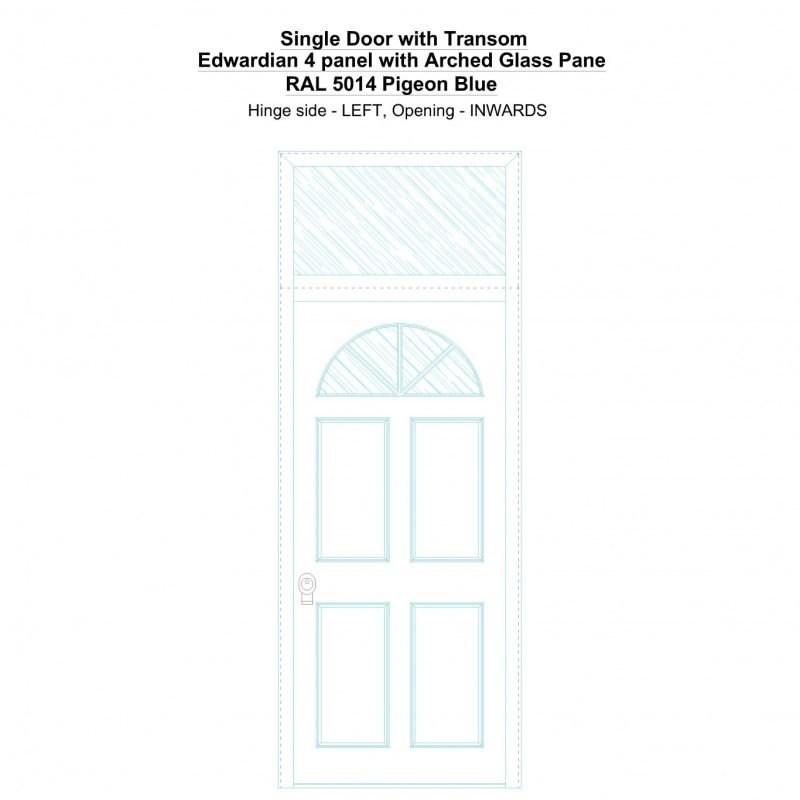 Sdt Edwardian 4 Panel With Arched Glass Pane Ral 5014 Pigeon Blue Security Door