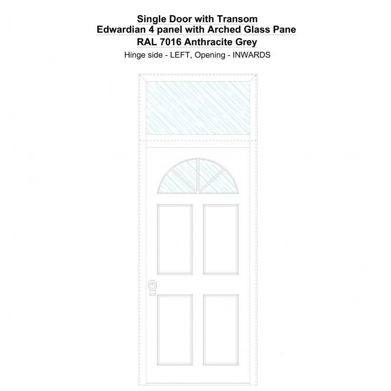 Sdt Edwardian 4 Panel With Arched Glass Pane Ral 7016 Anthracite Grey Security Door