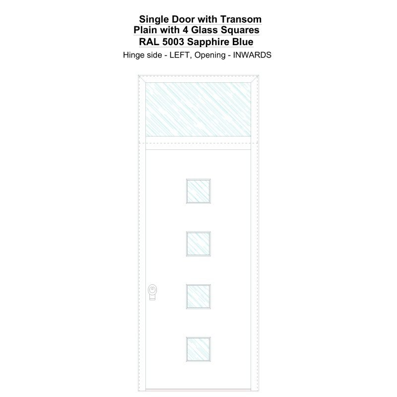 Sdt Plain With 4 Glass Squares Ral 5003 Sapphire Blue Security Door