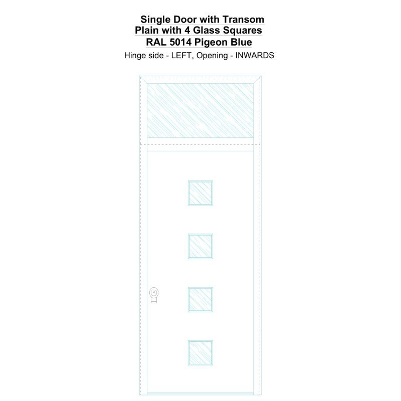Sdt Plain With 4 Glass Squares Ral 5014 Pigeon Blue Security Door