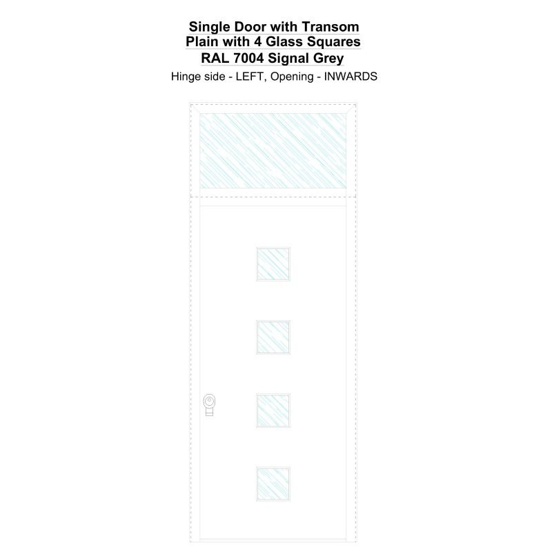 Sdt Plain With 4 Glass Squares Ral 7004 Signal Grey Security Door