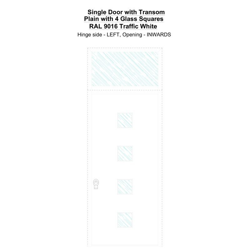 Sdt Plain With 4 Glass Squares Ral 9016 Traffic White Security Door