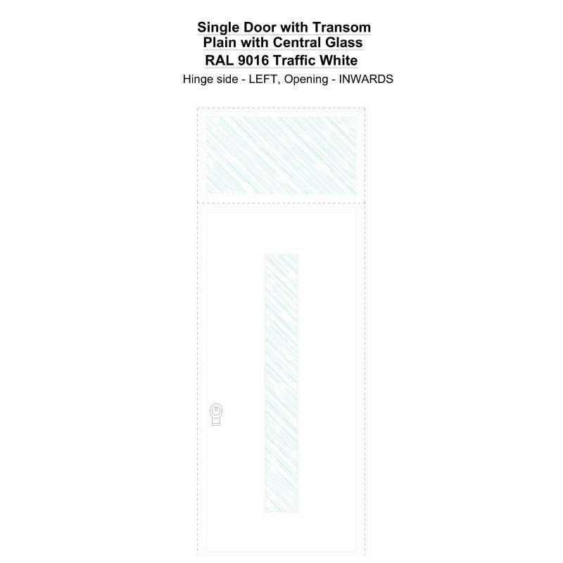 Sdt Plain With Central Glass Ral 9016 Traffic White Security Door